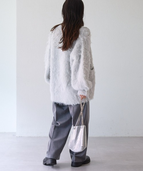 CIAOPANIC TYPY（チャオパニックティピー）の「すっきり見えブラッシングシャギーオーバーカーディガン（カーディガン/ボレロ・レディース・ライトグレー/ピンク/グリーン系その他/チャコールグレー・ONE SIZE）」の21枚目の写真