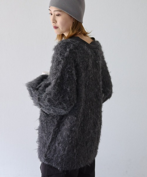 CIAOPANIC TYPY（チャオパニックティピー）の「すっきり見えブラッシングシャギーオーバーカーディガン（カーディガン/ボレロ・レディース・ライトグレー/ピンク/グリーン系その他/チャコールグレー・ONE SIZE）」の8枚目の写真