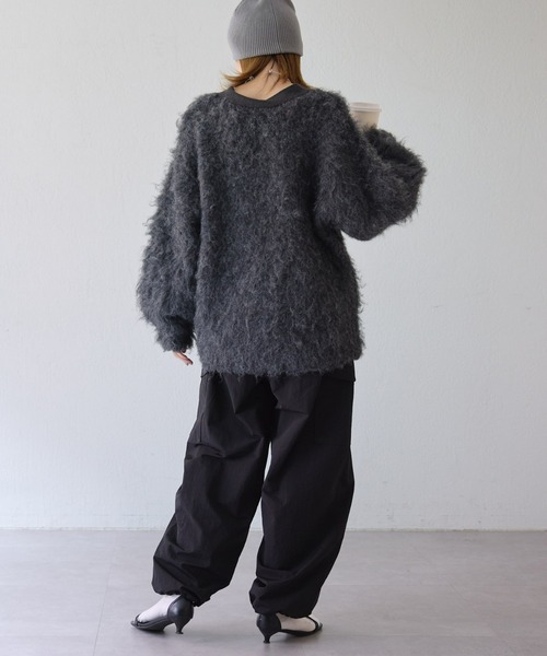 CIAOPANIC TYPY（チャオパニックティピー）の「すっきり見えブラッシングシャギーオーバーカーディガン（カーディガン/ボレロ・レディース・ライトグレー/ピンク/グリーン系その他/チャコールグレー・ONE SIZE）」の12枚目の写真