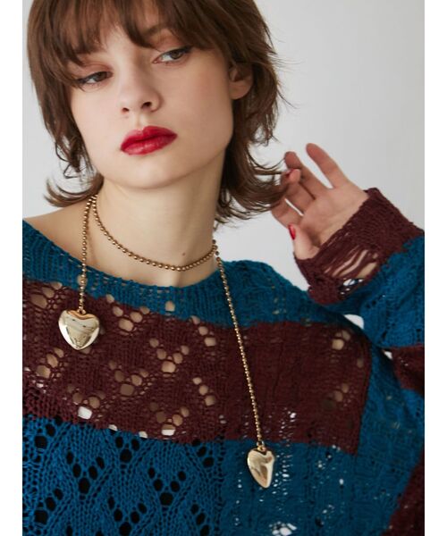 jouetie（ジュエティ）の「ダブルハートボールチェーンタイ（ネックレス・レディース・ゴールド/シルバー・FREE）」の7枚目の写真