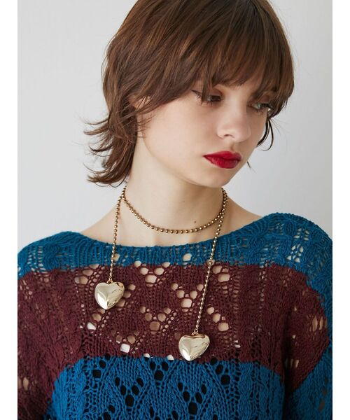 jouetie（ジュエティ）の「ダブルハートボールチェーンタイ（ネックレス・レディース・ゴールド/シルバー・FREE）」の9枚目の写真