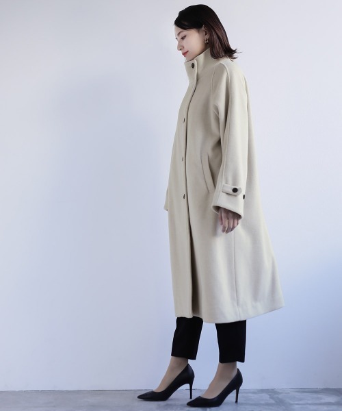 Emilyan(エミリアン)の「【Emiliyan】エアカルストレッチ・スタンドカラーロングコート(その他アウター・レディース・チャコールグレー/ブルー/アイボリー・M)」の10枚目の写真