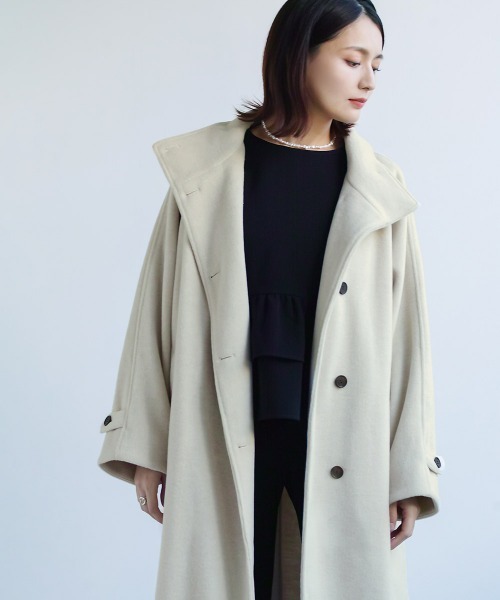 Emilyan(エミリアン)の「【Emiliyan】エアカルストレッチ・スタンドカラーロングコート(その他アウター・レディース・チャコールグレー/ブルー/アイボリー・M)」の13枚目の写真
