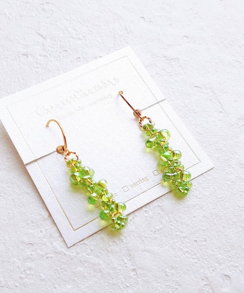 tone(トーン)の「【Cherie+Chambre】Farfalle Beads Pierce(ピアス(両耳用)・レディース・グリーン/クリア・FREE)」の6枚目の写真