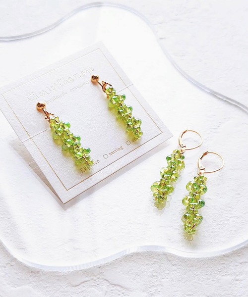 tone(トーン)の「【Cherie+Chambre】Farfalle Beads Pierce(ピアス(両耳用)・レディース・グリーン/クリア・FREE)」の8枚目の写真