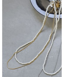 Re:EDIT | [2点セット]フェイクパール×ナローチェーン2連ネックレス(ネックレス)