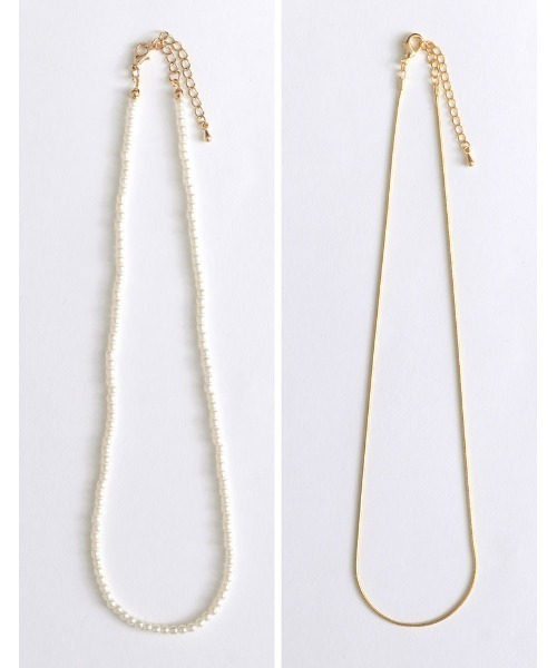 Re:EDIT（リエディ）の「[2点セット]フェイクパール×ナローチェーン2連ネックレス（ネックレス・レディース・シルバー/ゴールド・FREE）」の3枚目の写真