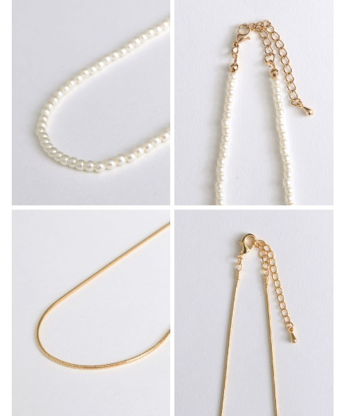 Re:EDIT（リエディ）の「[2点セット]フェイクパール×ナローチェーン2連ネックレス（ネックレス・レディース・シルバー/ゴールド・FREE）」の5枚目の写真