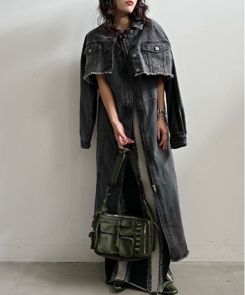 Ameri（アメリ）の「MANY WAY VERSATILE DENIM COAT（デニムジャケット・レディース・インディゴブルー/ブラック・SMALL/MEDIUM）」の8枚目の写真