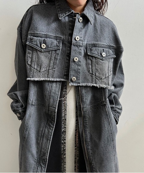 Ameri（アメリ）の「MANY WAY VERSATILE DENIM COAT（デニムジャケット・レディース・インディゴブルー/ブラック・SMALL/MEDIUM）」の9枚目の写真