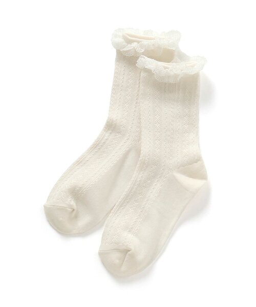 apres les cours(アプレレクール)の「お花レースソックス(ソックス/靴下・キッズ・ネイビー/オフホワイト・12/15 /18/21)」の5枚目の写真