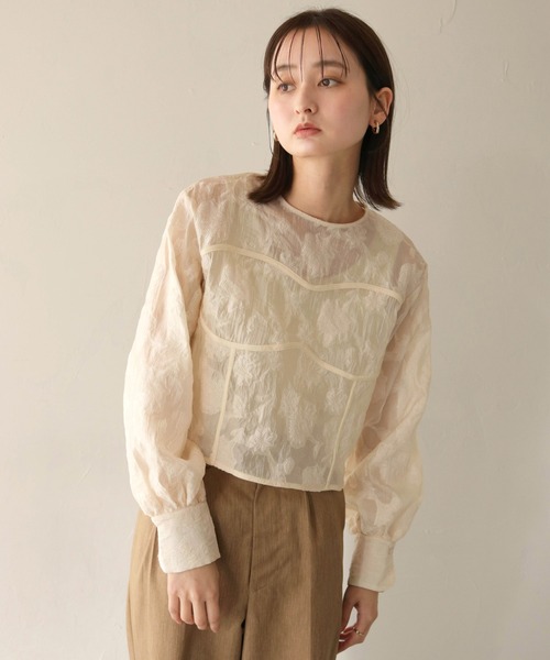 CLEIO（クレイオ）の「【CLEIO】シアー花柄ジャガードブラウス
