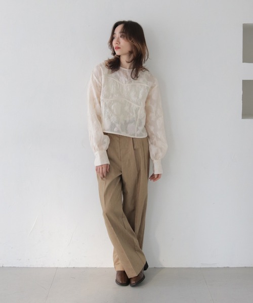 CLEIO（クレイオ）の「【CLEIO】シアー花柄ジャガードブラウス／シースルートップス（シャツ/ブラウス・レディース・アイボリー/ブラック・FREE）」の19枚目の写真