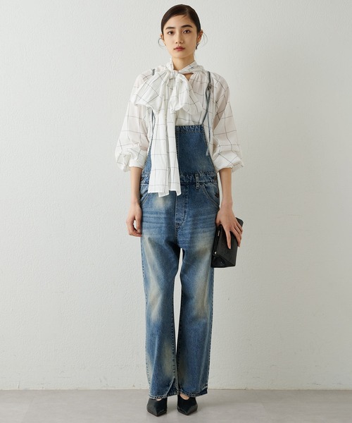 Whim Gazette（ウィムガゼット）の「シアーチェックボウタイブラウス