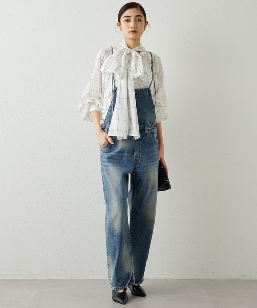 【未使用タグ付き】WhimGazette シアーボウタイ チェック ブラウス Whim Gazette（ウィムガゼット）の「シアーチェックボウタイブラウス