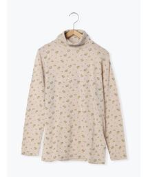 Samansa Mos2 | 【吸湿発熱】ベア天竺花柄タートルネックカットソー(Tシャツ/カットソー)