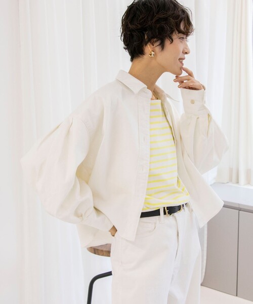 Rie Miller(リエミラー)の「ストレッチバスクシャツ(Tシャツ/カットソー・レディース・ブルー系その他6/イエロー系その他/ブルー系その他・FREE)」の4枚目の写真