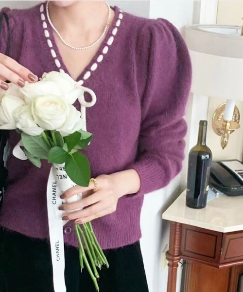 美品　sov. ビックリボンカーディガン セール】リボンニットカーディガン ステッチリボンニットカーディガン