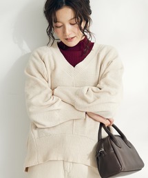 洗えるコードモールVネックプルオーバー