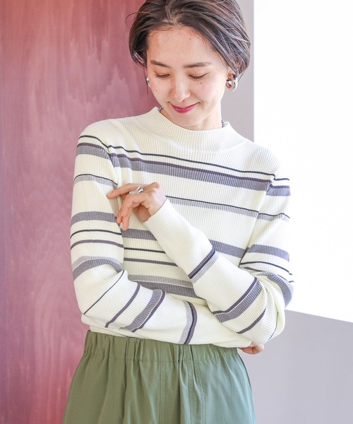 LEPSIM（レプシィム）の「14ゲージマルチボーダーハイネックプルオーバー　994138（ニット/セーター・レディース・ブラック/オフホワイト/ブルー・FREE）」の16枚目の写真