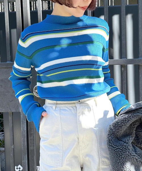 LEPSIM（レプシィム）の「14ゲージマルチボーダーハイネックプルオーバー　994138（ニット/セーター・レディース・ブラック/オフホワイト/ブルー・FREE）」の13枚目の写真