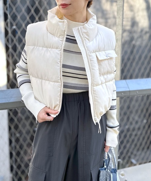 LEPSIM（レプシィム）の「14ゲージマルチボーダーハイネックプルオーバー　994138（ニット/セーター・レディース・ブラック/オフホワイト/ブルー・FREE）」の4枚目の写真