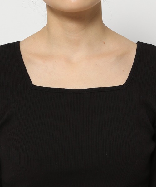 mysty woman（ミスティウーマン）の「テレコ2WAYインナープルオーバー　106932（Tシャツ/カットソー・レディース・ライトベージュ/ブラック/オフホワイト・FREE）」の4枚目の写真