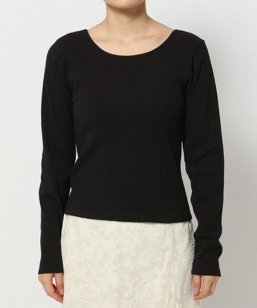 mysty woman（ミスティウーマン）の「テレコ2WAYインナープルオーバー　106932（Tシャツ/カットソー・レディース・ライトベージュ/ブラック/オフホワイト・FREE）」の7枚目の写真