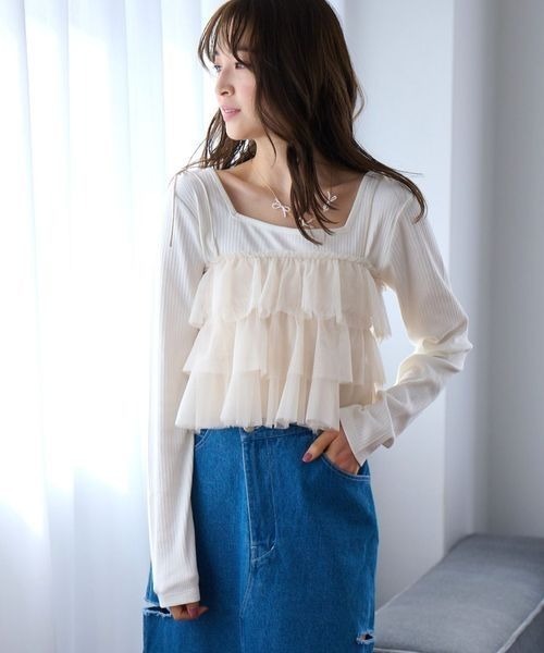 mysty woman（ミスティウーマン）の「テレコ2WAYインナープルオーバー　106932（Tシャツ/カットソー・レディース・ライトベージュ/ブラック/オフホワイト・FREE）」の22枚目の写真