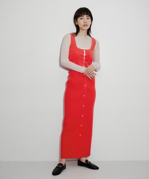 ADAM ET ROPE'(アダムエロペ)の「ホックフルニードルタンクトップ(タンクトップ・レディース・ブラック/レッド・FREE)」の6枚目の写真