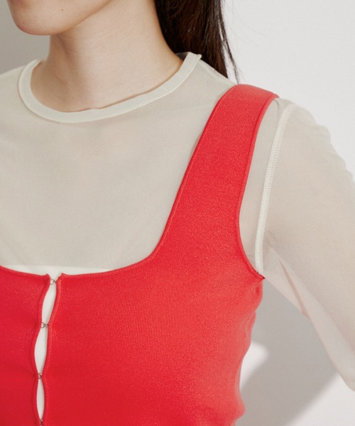 ADAM ET ROPE'(アダムエロペ)の「ホックフルニードルタンクトップ(タンクトップ・レディース・ブラック/レッド・FREE)」の12枚目の写真