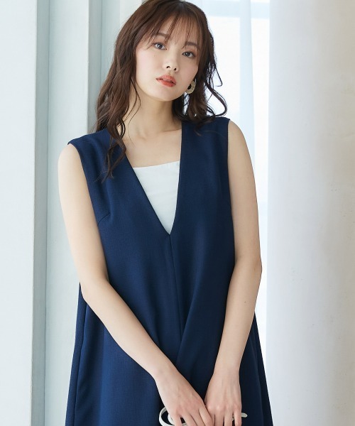 miclat（ミクラ）の「大きいサイズ　深Vネックワンピース　miclat（ワンピース・レディース・ベージュ/ネイビー・L/LL/3L/4L/5L）」の9枚目の写真