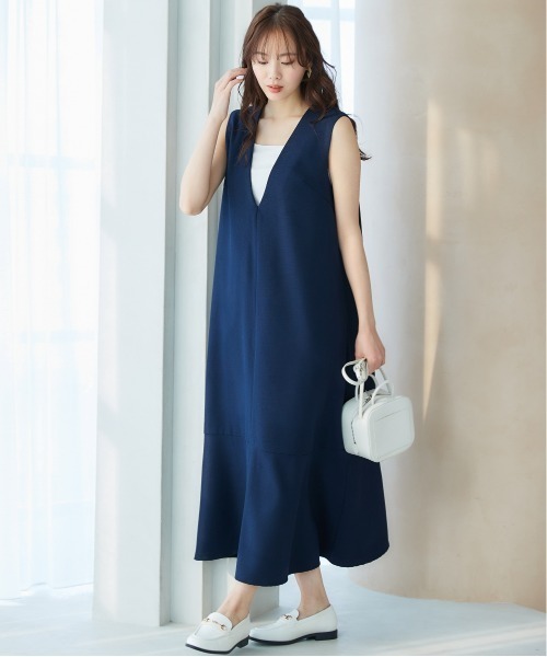 miclat（ミクラ）の「大きいサイズ　深Vネックワンピース　miclat（ワンピース・レディース・ベージュ/ネイビー・L/LL/3L/4L/5L）」の20枚目の写真