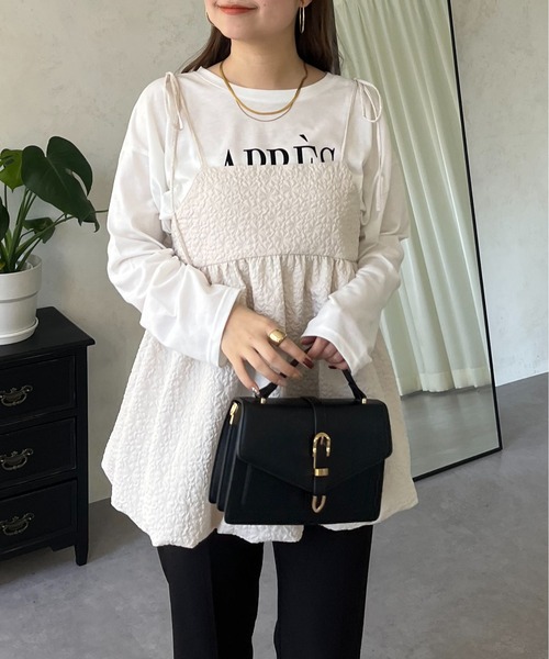 prose verse（プロズヴェール）の「フラワージャガードバルーンペプラムリボンビスチェ（キャミソール・レディース・ブラック/グレー/アイボリー・MEDIUM）」の5枚目の写真