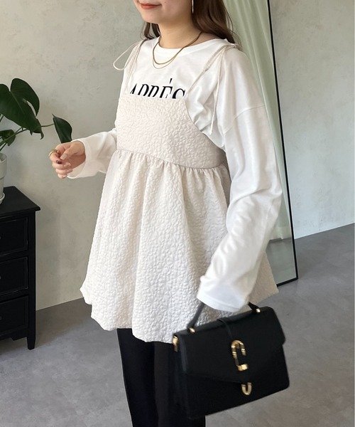 prose verse（プロズヴェール）の「フラワージャガードバルーンペプラムリボンビスチェ（キャミソール・レディース・ブラック/グレー/アイボリー・MEDIUM）」の6枚目の写真