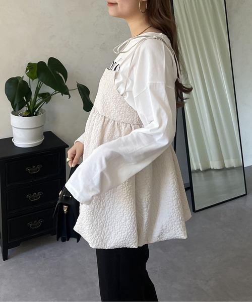 prose verse（プロズヴェール）の「フラワージャガードバルーンペプラムリボンビスチェ（キャミソール・レディース・ブラック/グレー/アイボリー・MEDIUM）」の7枚目の写真