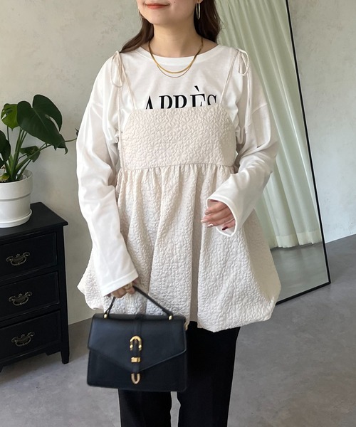 prose verse（プロズヴェール）の「フラワージャガードバルーンペプラムリボンビスチェ（キャミソール・レディース・ブラック/グレー/アイボリー・MEDIUM）」の10枚目の写真