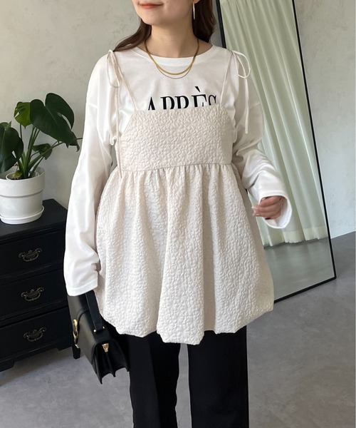 prose verse（プロズヴェール）の「フラワージャガードバルーンペプラムリボンビスチェ（キャミソール・レディース・ブラック/グレー/アイボリー・MEDIUM）」の11枚目の写真