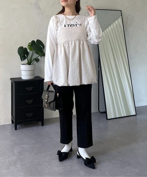 prose verse（プロズヴェール）の「フラワージャガードバルーンペプラムリボンビスチェ（キャミソール・レディース・ブラック/グレー/アイボリー・MEDIUM）」の14枚目の写真