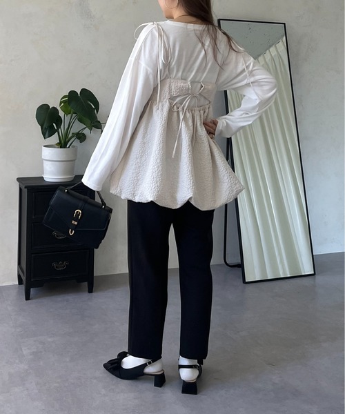 prose verse（プロズヴェール）の「フラワージャガードバルーンペプラムリボンビスチェ（キャミソール・レディース・ブラック/グレー/アイボリー・MEDIUM）」の17枚目の写真