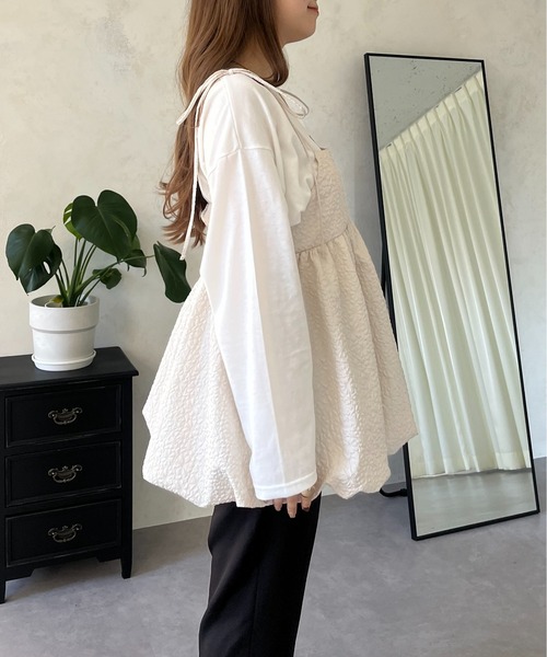 prose verse（プロズヴェール）の「フラワージャガードバルーンペプラムリボンビスチェ（キャミソール・レディース・ブラック/グレー/アイボリー・MEDIUM）」の19枚目の写真