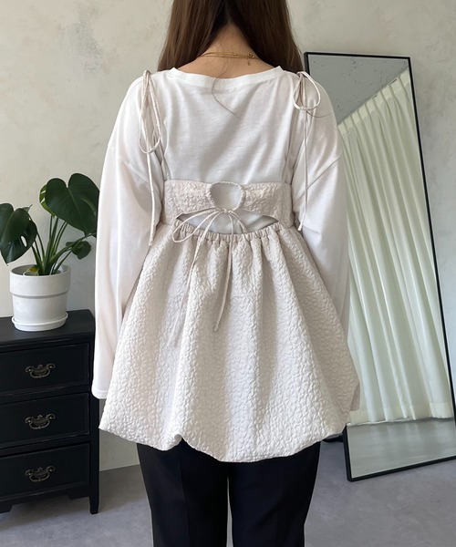 prose verse（プロズヴェール）の「フラワージャガードバルーンペプラムリボンビスチェ（キャミソール・レディース・ブラック/グレー/アイボリー・MEDIUM）」の20枚目の写真