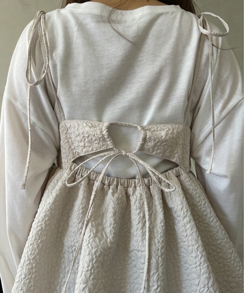 prose verse（プロズヴェール）の「フラワージャガードバルーンペプラムリボンビスチェ（キャミソール・レディース・ブラック/グレー/アイボリー・MEDIUM）」の21枚目の写真