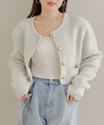 【6色展開/2024SS】ラメジャケットショートカーディガン