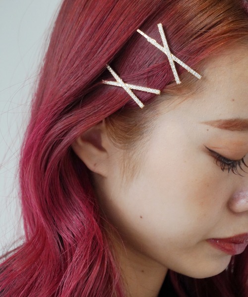 2個セット ラインストーン クロス デザイン ヘアピン（ヘアピン