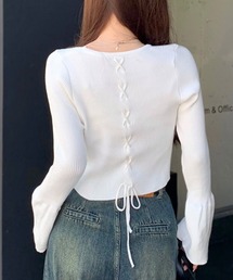 レースアップクロップド丈ニット