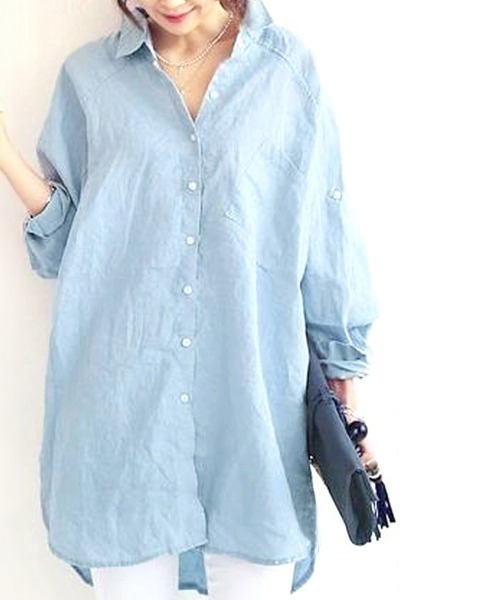 Miniministore(ミニミニストア)の「チュニックシャツブラウス ドルマン袖(シャツ/ブラウス・レディース・ホワイト/ブルー・L/XXL/XL)」の6枚目の写真