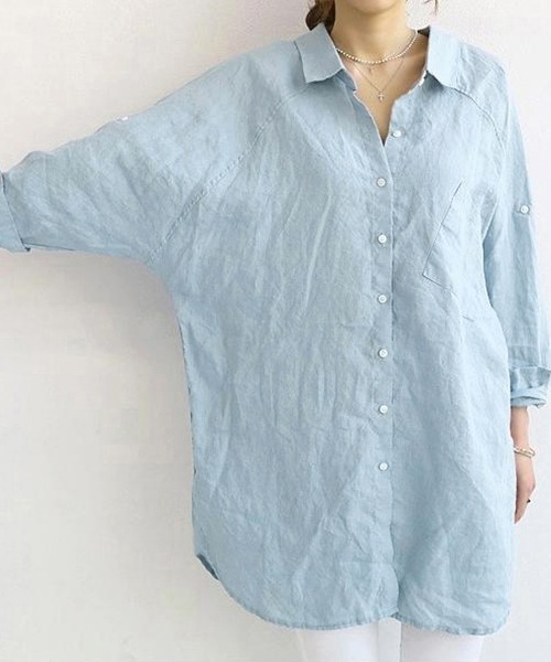 Miniministore(ミニミニストア)の「チュニックシャツブラウス ドルマン袖(シャツ/ブラウス・レディース・ホワイト/ブルー・L/XXL/XL)」の7枚目の写真
