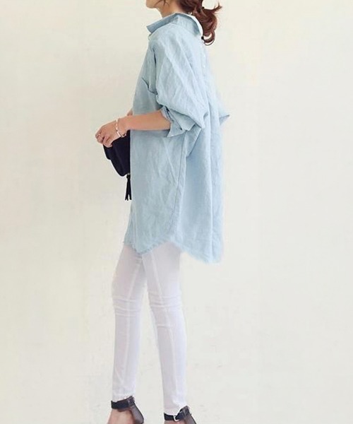 Miniministore(ミニミニストア)の「チュニックシャツブラウス ドルマン袖(シャツ/ブラウス・レディース・ホワイト/ブルー・L/XXL/XL)」の13枚目の写真