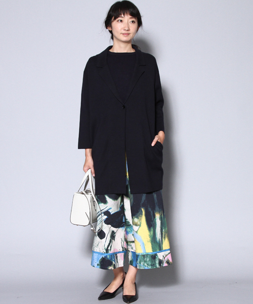 AMERICAN RAG CIE（アメリカンラグシー）の「AMERICAN RAG CIEミラノリブニットチェスターコート/213-AIE-L152-JK084　コーディガン（チェスターコート・レディース・ブラック/ネイビー・FREE）」の3枚目の写真